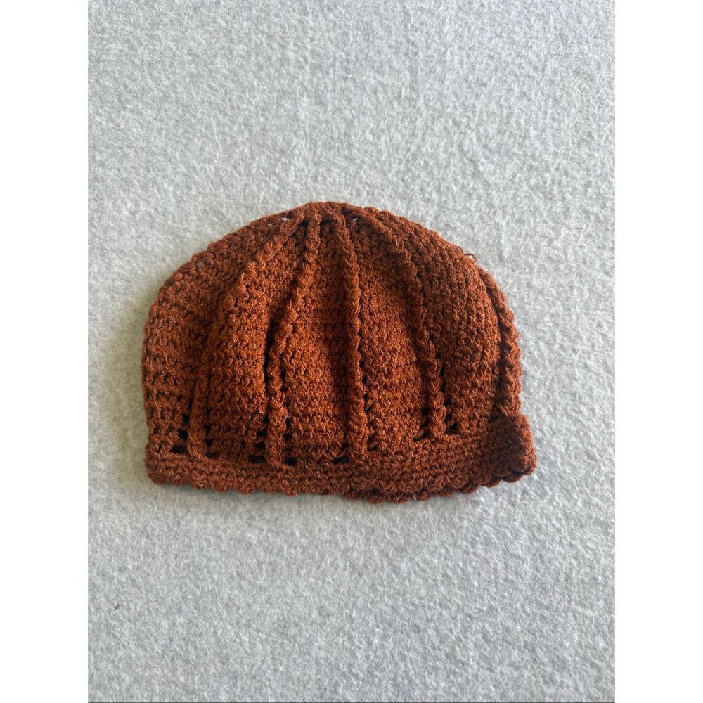 brown boho crochet fairycore beanie